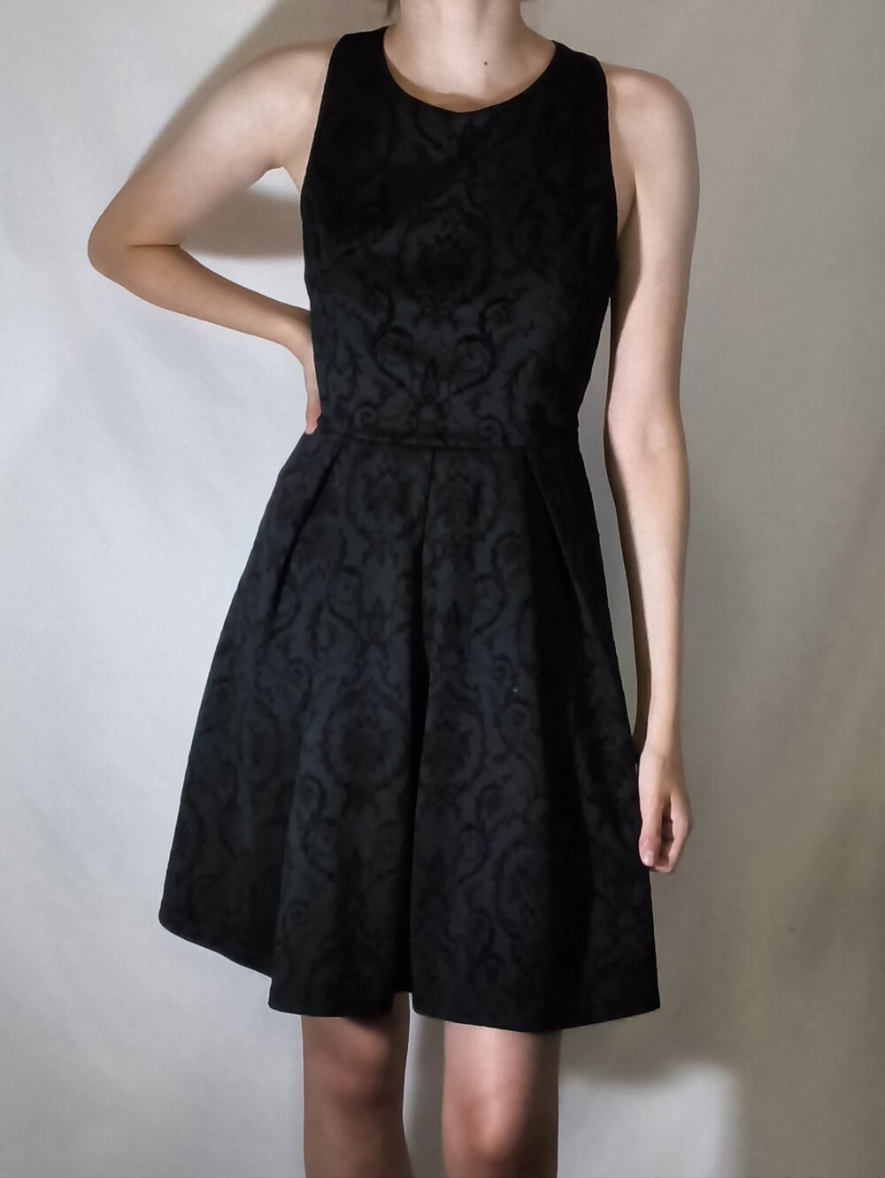 Charming Charlie Black Jacquard Damask Crisscross Dress Size Small